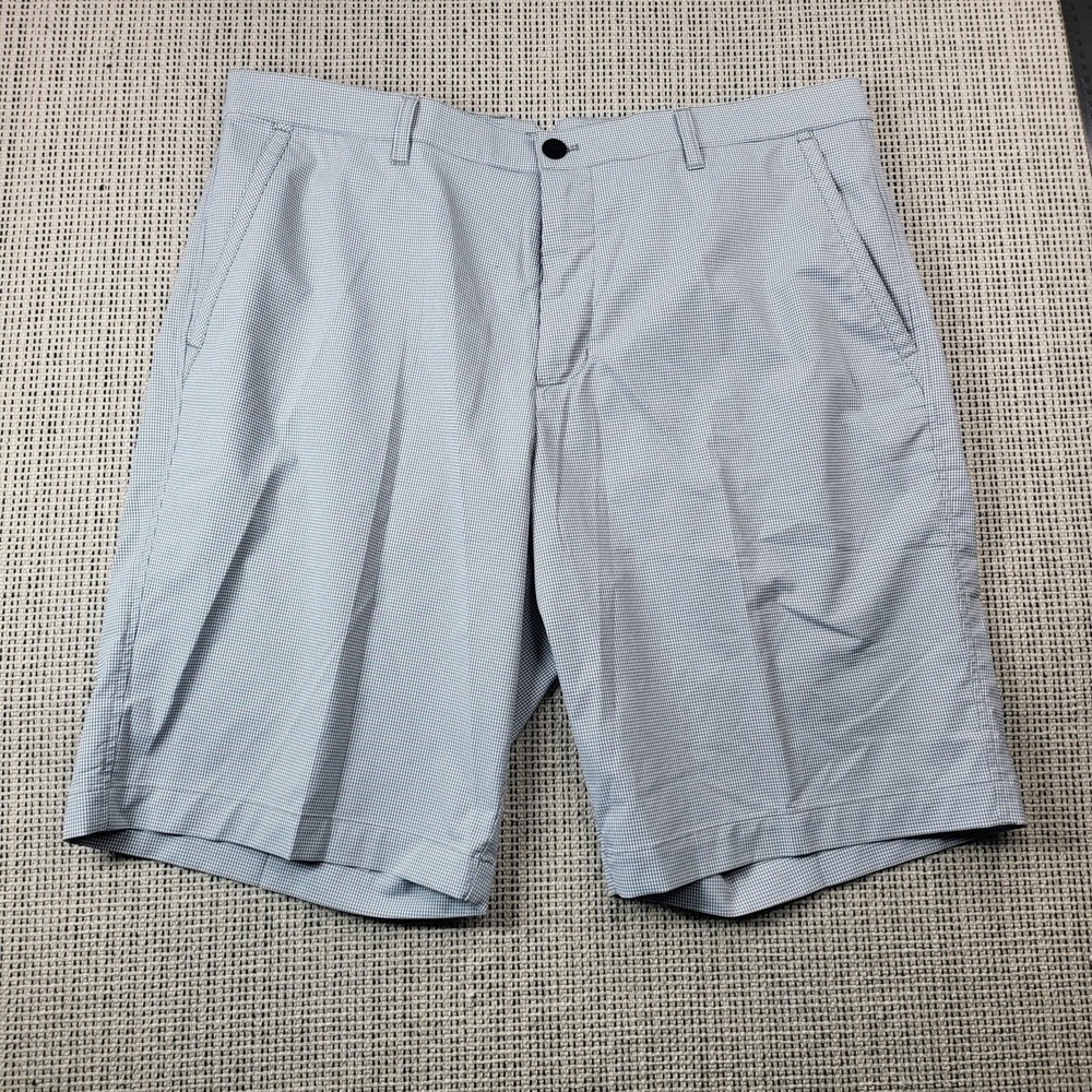 Dunning Shorts Mens 35 Gray Check Chino Golf Performance 10 Inseam Casual Summer